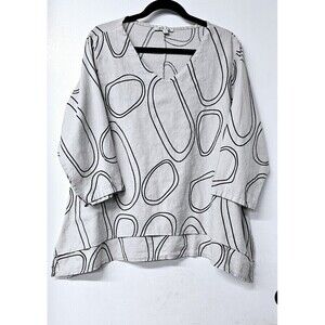 CAMILLE & CO 100% Linen Asymmetric Long Sleeve Made In Italy Women Shirt (M)